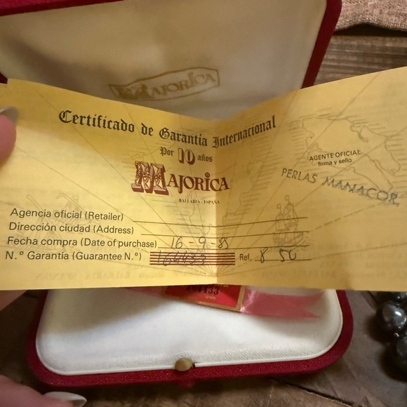 Majorica Dark Gray Double Layer Pearl Necklace 1985 With Certificate And Box - Picture 5 of 9